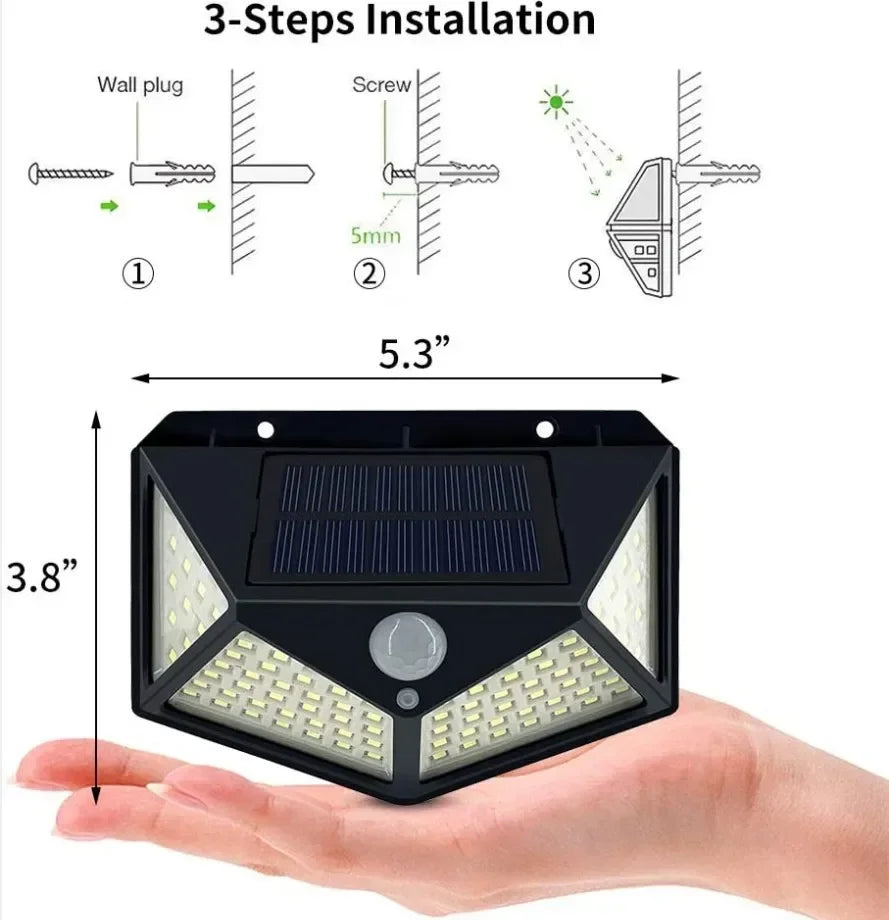 100 LED Solar Motion Sensor Lights β Waterproof Outdoor Wall Lamps for Street & Patio