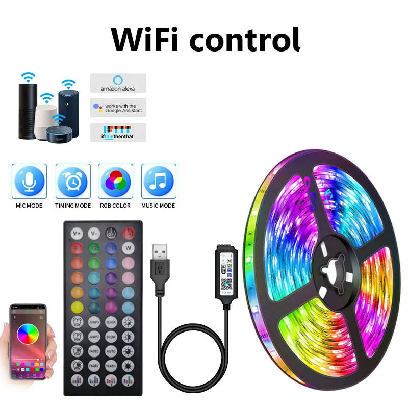 π Smart USB LED Strip Lights β 5V 5050 RGB Tape with Bluetooth & WiFi for TV, Wall & Room πΆβ¨