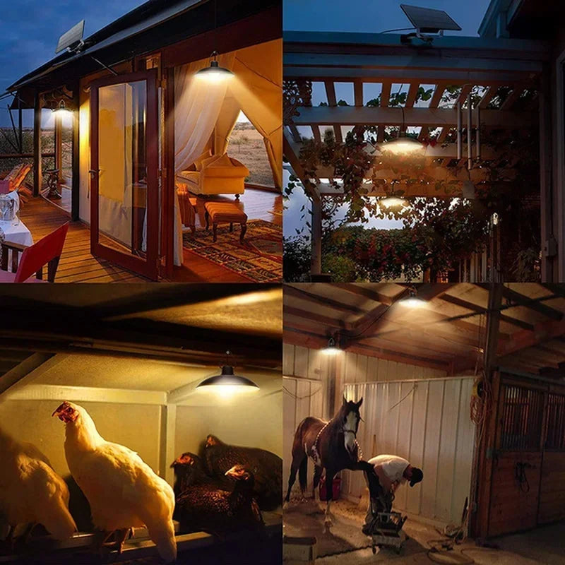 π Solar Pendant Chandelier Light β Dual-Head LED Lamp for Indoor & Outdoor Use!