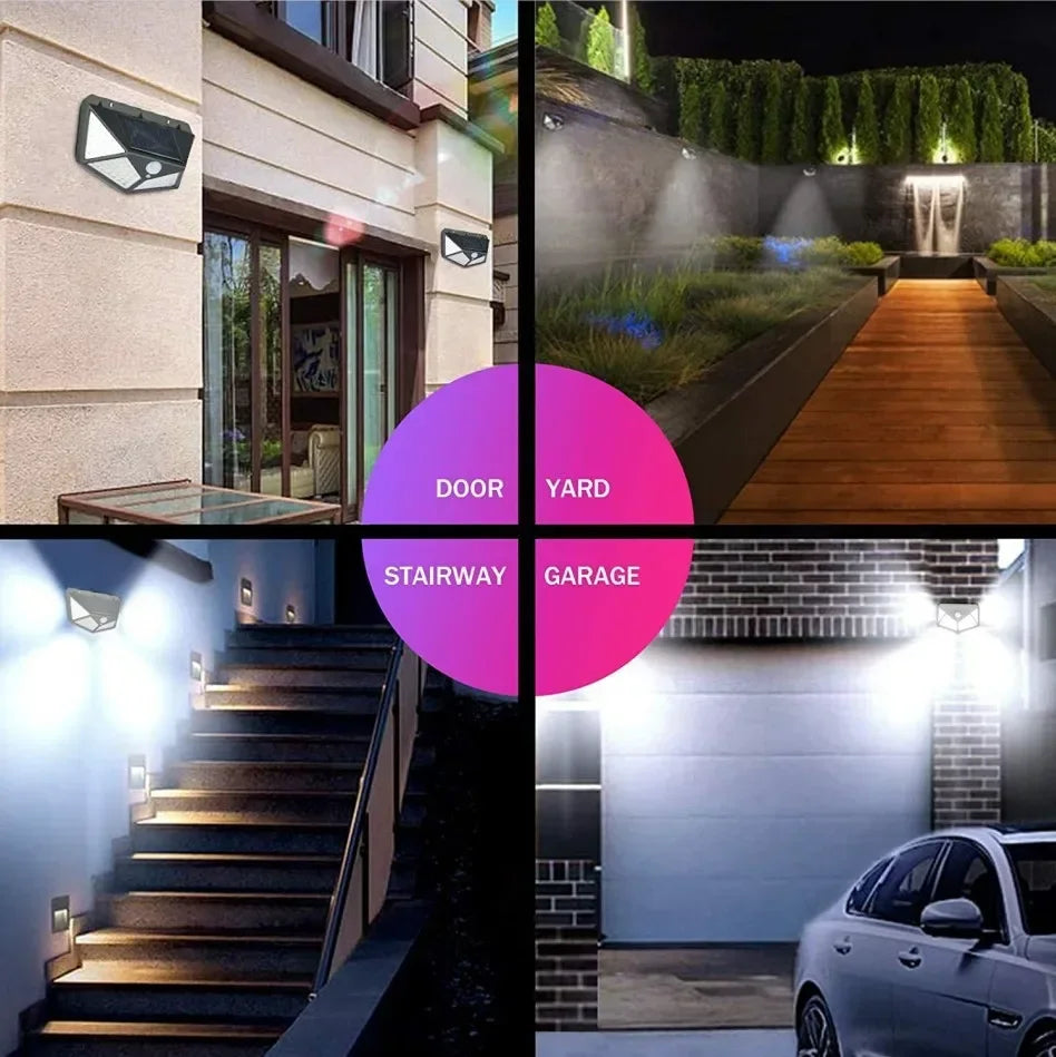 100 LED Solar Motion Sensor Lights β Waterproof Outdoor Wall Lamps for Street & Patio