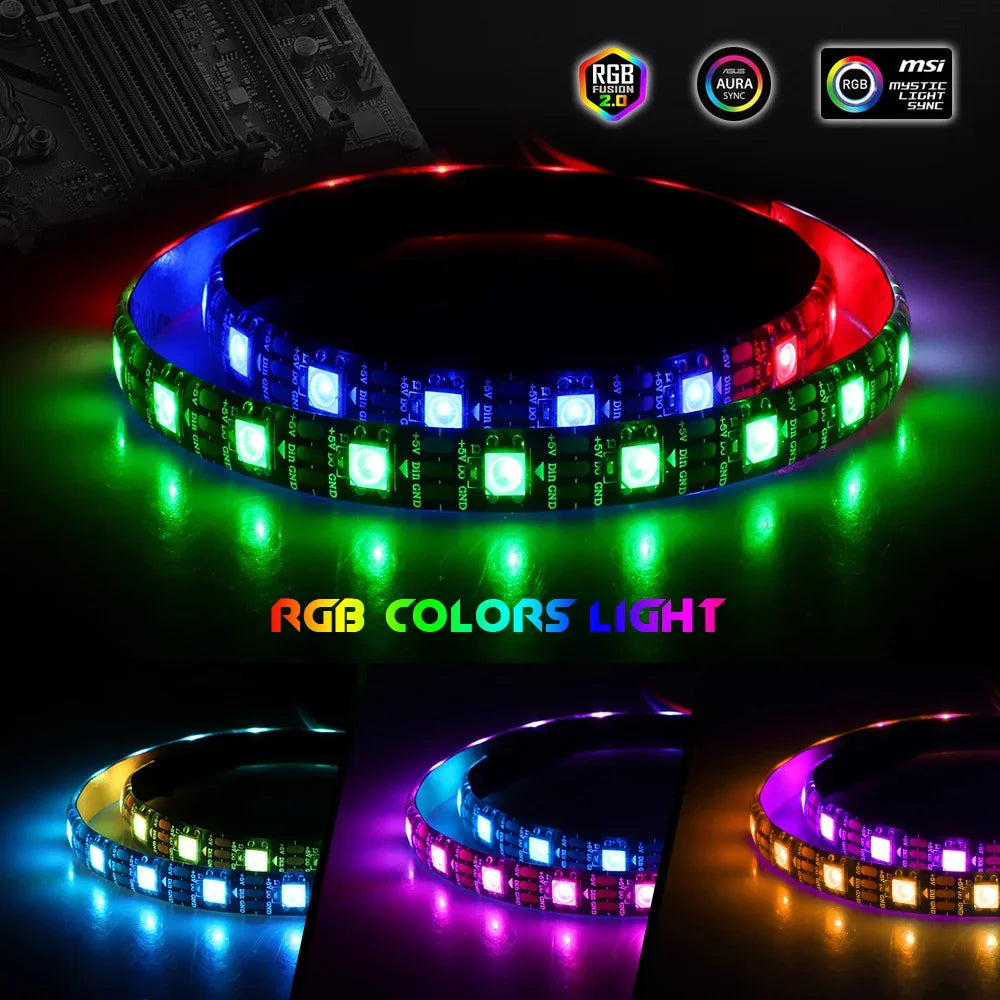 π WS2812B Addressable RGBIC LED Strip β Sync with ASUS Aura, MSI Mystic, Gigabyte Fusion!