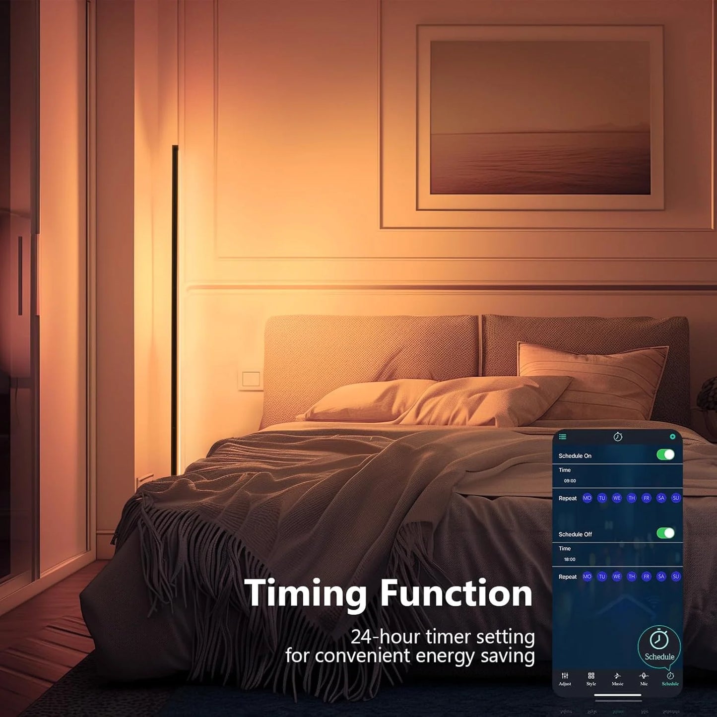 ๐ Smart RGB Corner LED Floor Lamp โ Dimmable Mood Light with APP Control