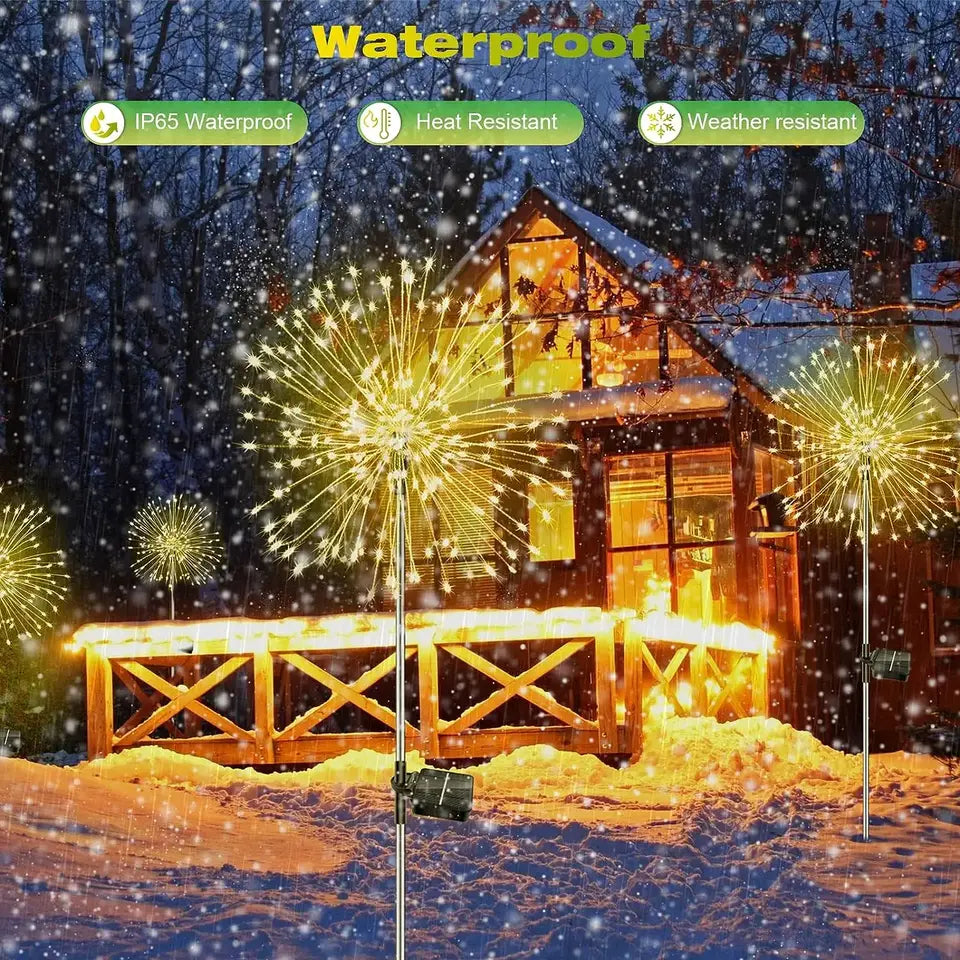 Solar Firework Dandelion Lights – Outdoor Waterproof LED Garden Lamps for a Dreamy Glow