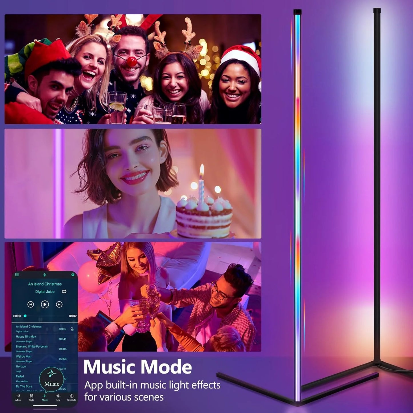 ๐ Smart RGB Corner LED Floor Lamp โ Dimmable Mood Light with APP Control