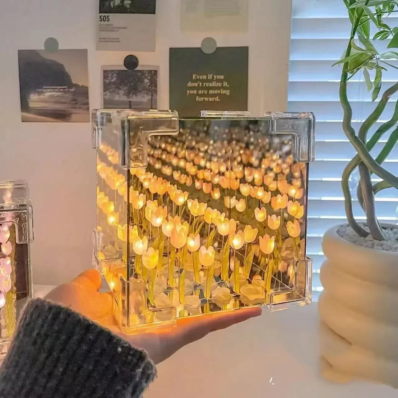 π· DIY Handmade Tulip Mirror Cube Lamp β Floral Night Light for Cozy Bedrooms