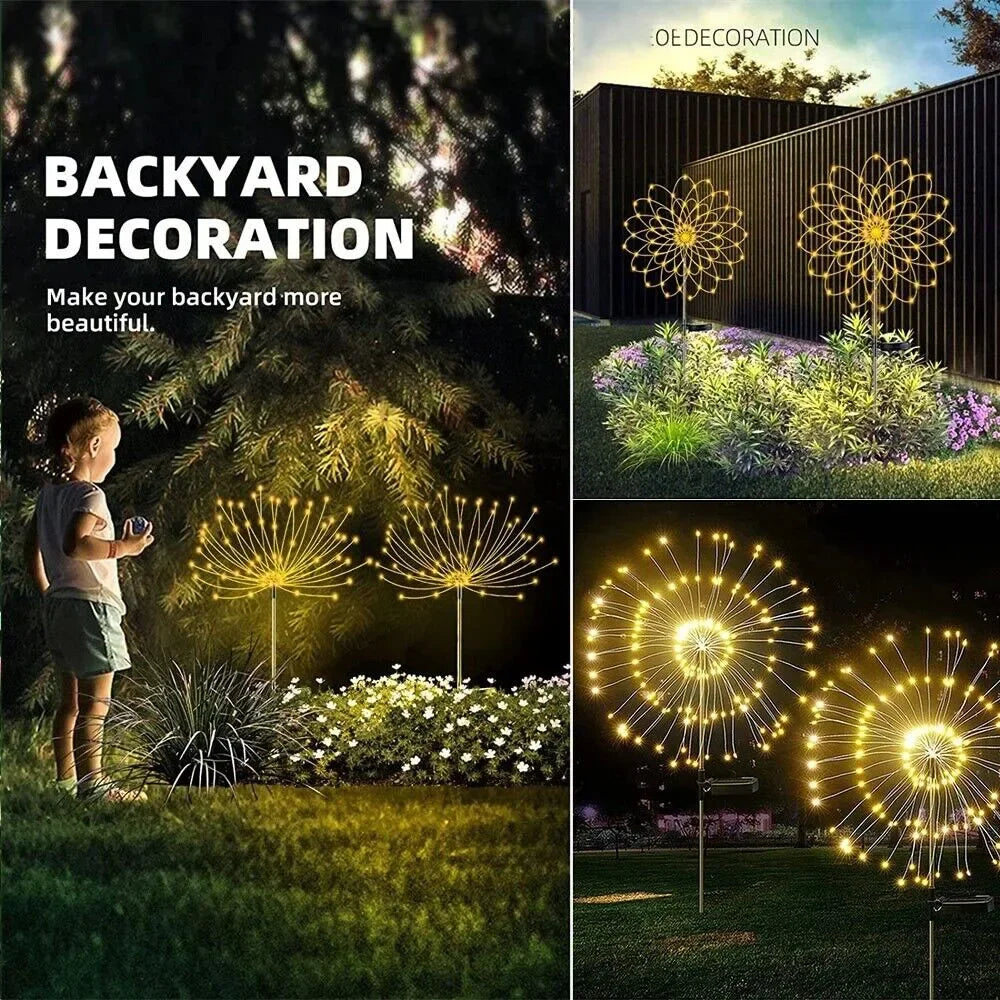 Solar Firework Dandelion Lights – Outdoor Waterproof LED Garden Lamps for a Dreamy Glow