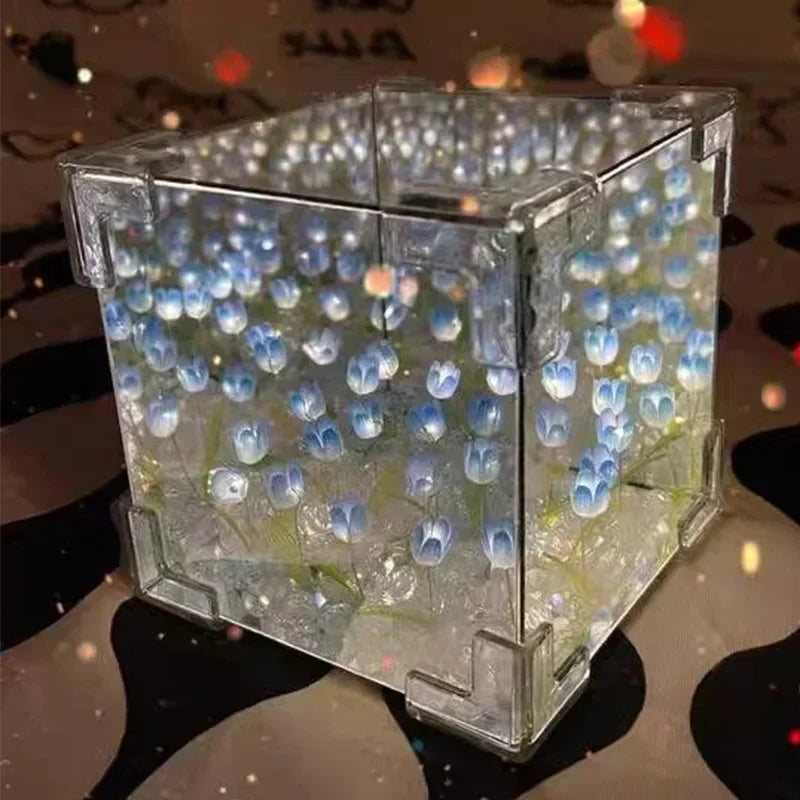 π· DIY Handmade Tulip Mirror Cube Lamp β Floral Night Light for Cozy Bedrooms