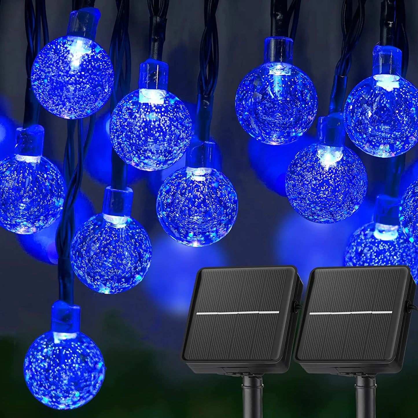 Outdoor LED Solar String Lights – 60 LED Crystal Globe Lights with 8 Modes for Patio & Garden Decor