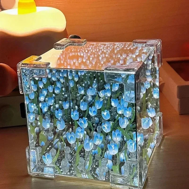 π· DIY Handmade Tulip Mirror Cube Lamp β Floral Night Light for Cozy Bedrooms