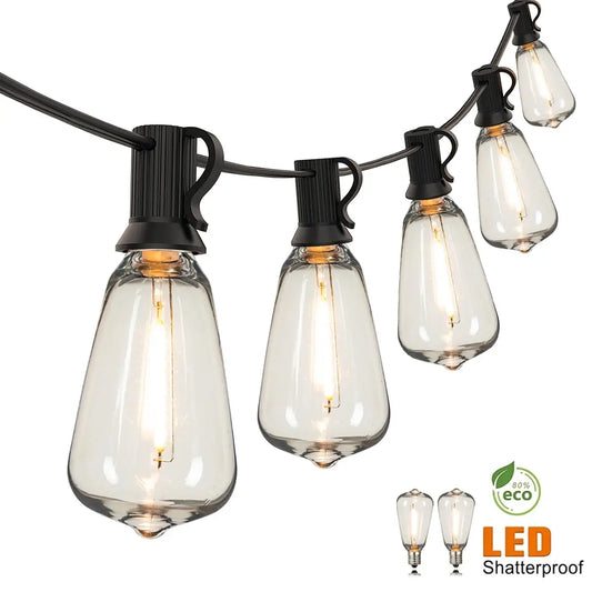 ST38 Outdoor String Lights β Connectable, Waterproof & Shatterproof LED Bulbs for Patio & Garden