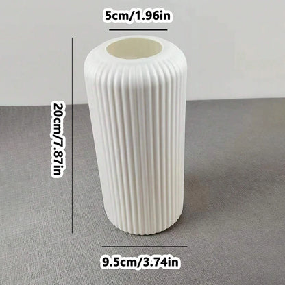 Striped Ceramic-Style Plastic Vase – Elegant Floral Display for Any Space