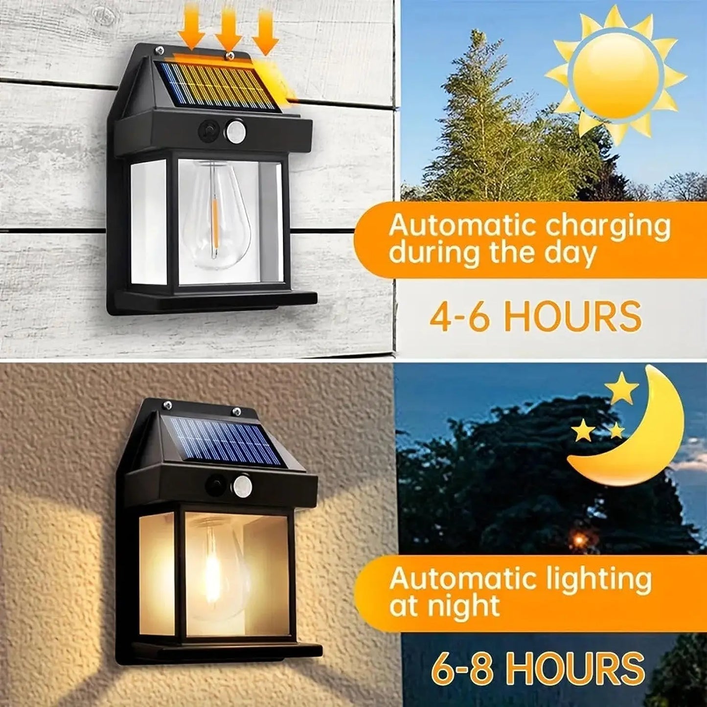 Outdoor Solar Tungsten Wall Light – Motion Sensor LED Safety Lamp for Patio & Garage