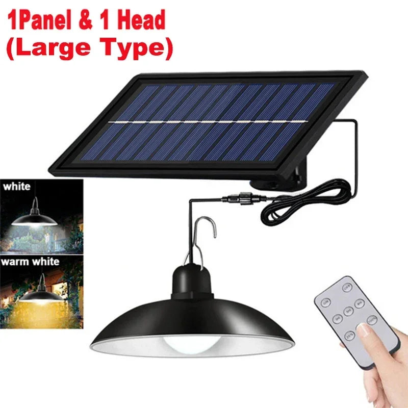 🌞 Solar Pendant Chandelier Light – Dual-Head LED Lamp for Indoor & Outdoor Use!