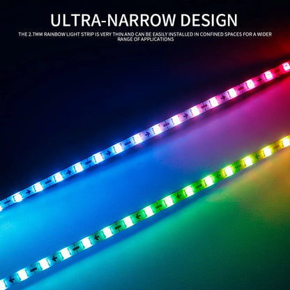 🌈 Ultra-Narrow WS2812B LED Strip – 2.7mm, 160 LEDs/M, Individually Addressable RGBIC Lights