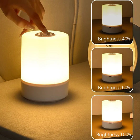 🌙 Touch-Control LED Bedside Lamp – Dimmable & Rechargeable Night Light