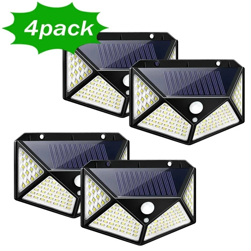 100 LED Solar Motion Sensor Lights – Waterproof Outdoor Wall Lamps for Street & Patio