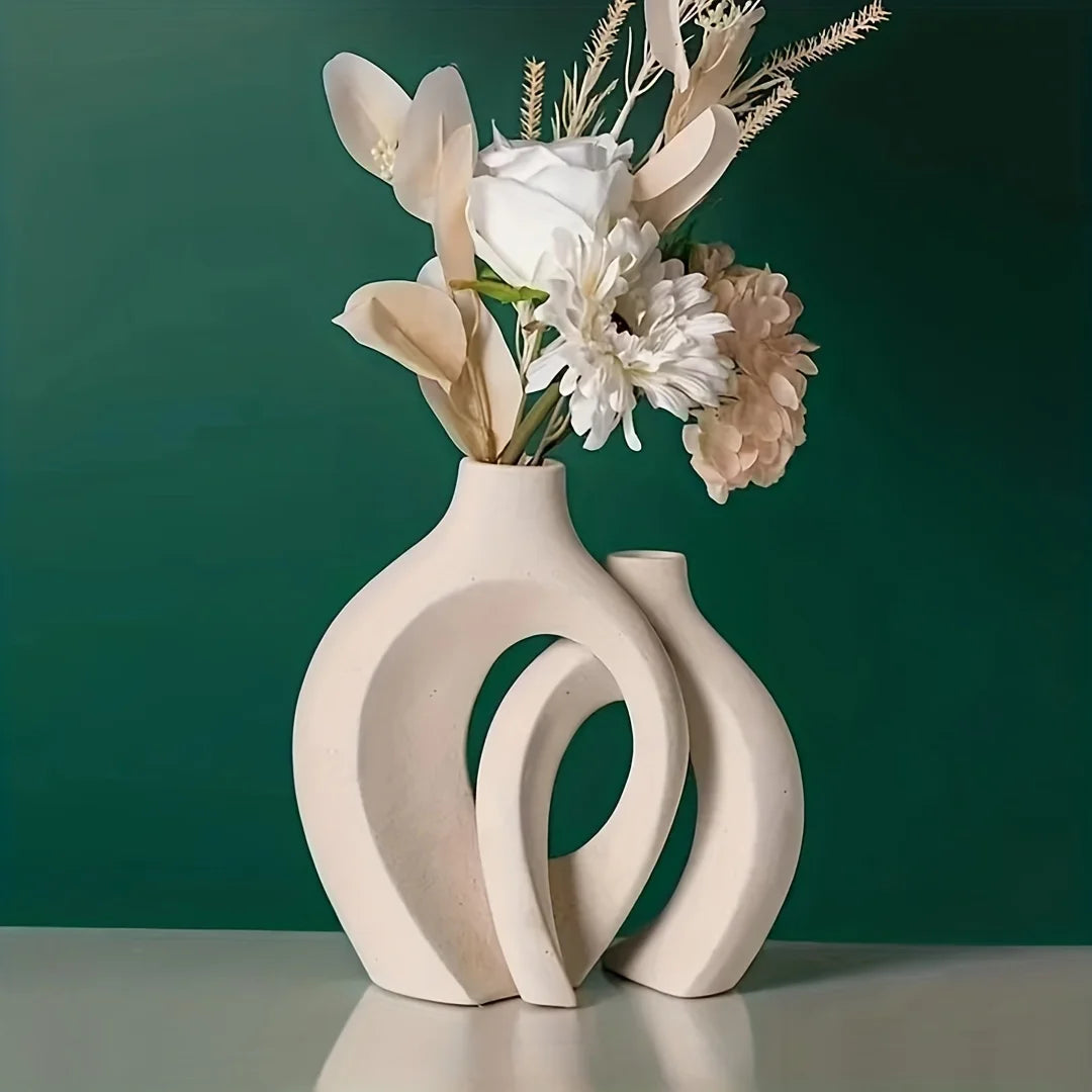 Modern Nordic Hollow Ceramic Vase Set – Elegant Home Décor for Any Space