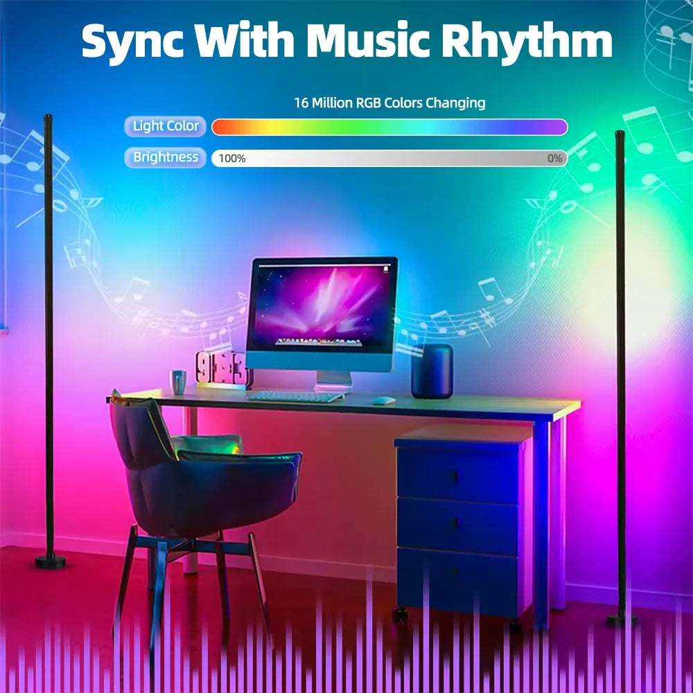 🌈 Smart RGB LED Floor Lamp – Music Sync & APP Control Mood Lighting