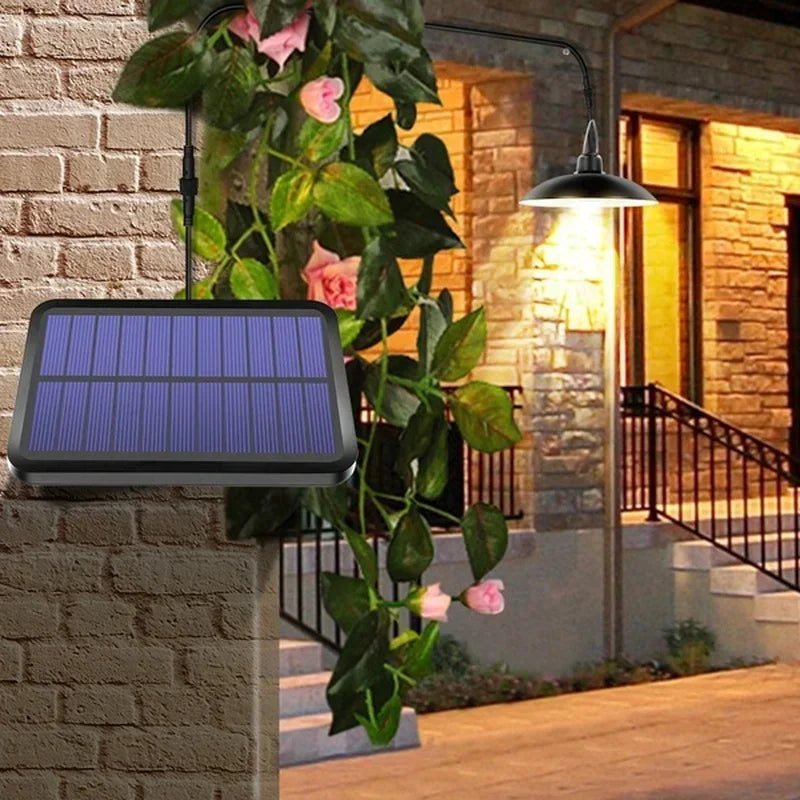 🌞 Solar Pendant Chandelier Light – Dual-Head LED Lamp for Indoor & Outdoor Use!