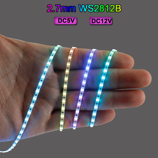 🌈 Ultra-Narrow WS2812B LED Strip – 2.7mm, 160 LEDs/M, Individually Addressable RGBIC Lights