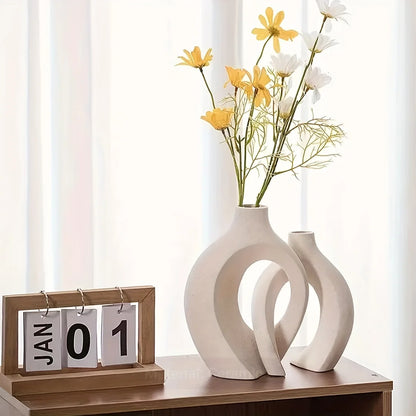 Modern Nordic Hollow Ceramic Vase Set – Elegant Home Décor for Any Space