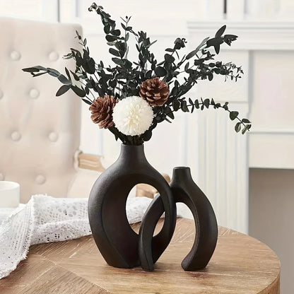 Modern Nordic Hollow Ceramic Vase Set – Elegant Home Décor for Any Space