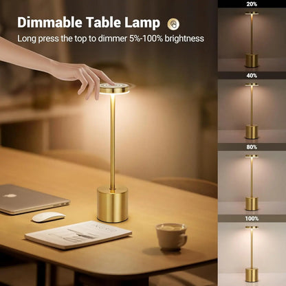 Modern LED Touch Lamp – 3-Color Dimmable Metal Bedside Light