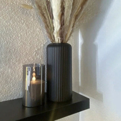 Striped Ceramic-Style Plastic Vase – Elegant Floral Display for Any Space