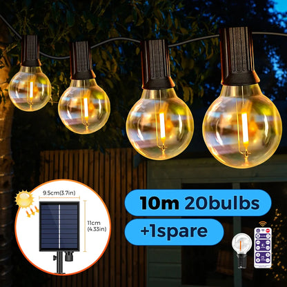 Solar G40 String Lights – Shatterproof LED Patio Lights for Outdoor & Backyard Decor