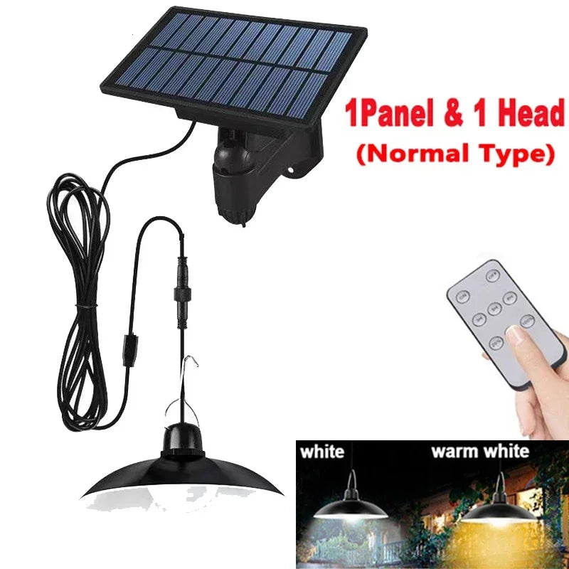 🌞 Solar Pendant Chandelier Light – Dual-Head LED Lamp for Indoor & Outdoor Use!