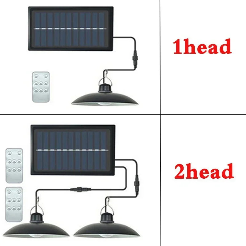 🌞 Solar Pendant Chandelier Light – Dual-Head LED Lamp for Indoor & Outdoor Use!