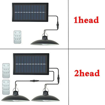 🌞 Solar Pendant Chandelier Light – Dual-Head LED Lamp for Indoor & Outdoor Use!