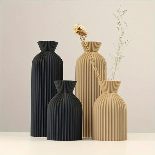 Elegant Black Plastic Vase – Modern Boho Chic Home Décor Accent