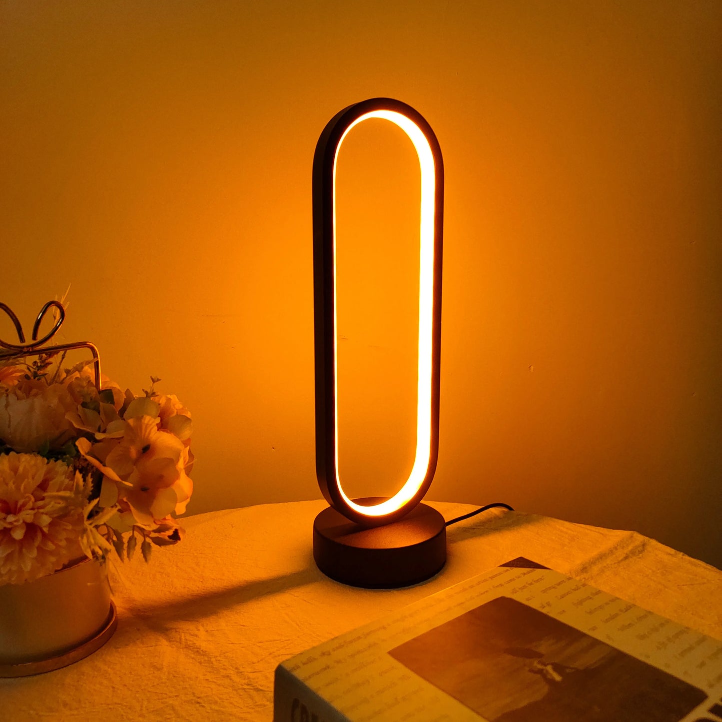 🌙 Stylish Ring LED Night Lamp – 3-Color Dimming Bedside Light for Bedroom & Living Room