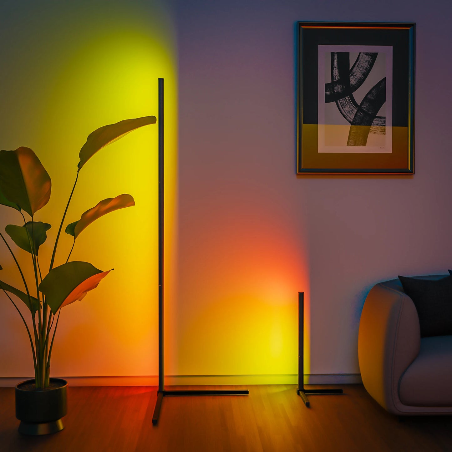 🌈 Smart RGB Corner LED Floor Lamp – Dimmable Mood Light with APP Control