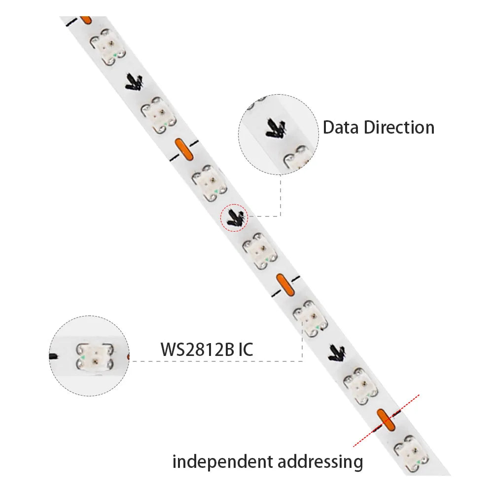 🌈 Ultra-Narrow WS2812B LED Strip – 2.7mm, 160 LEDs/M, Individually Addressable RGBIC Lights