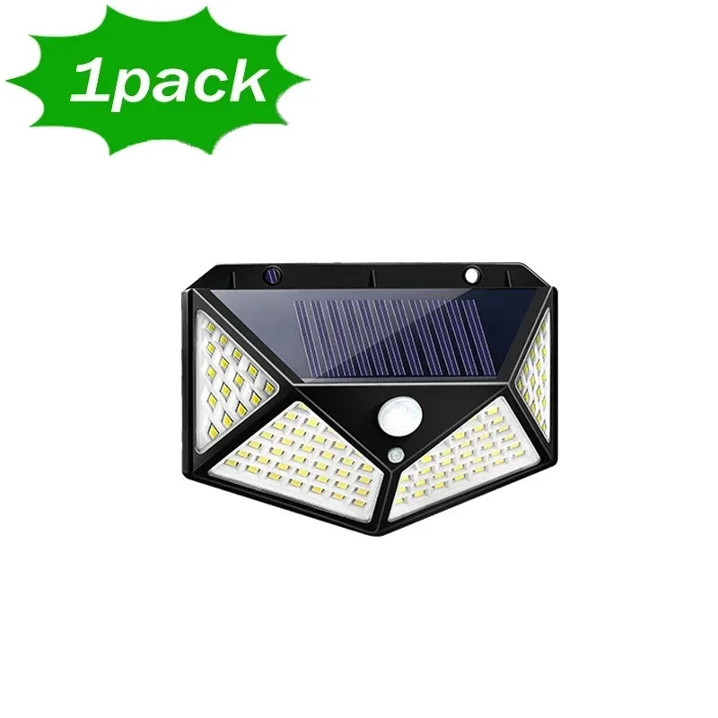 100 LED Solar Motion Sensor Lights – Waterproof Outdoor Wall Lamps for Street & Patio